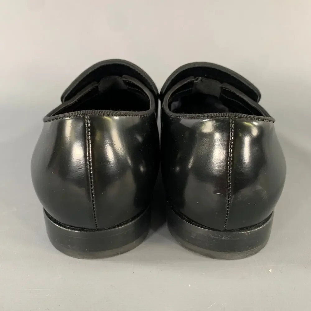 BURBERRY Size 7 Black Leather Slip On Loafers